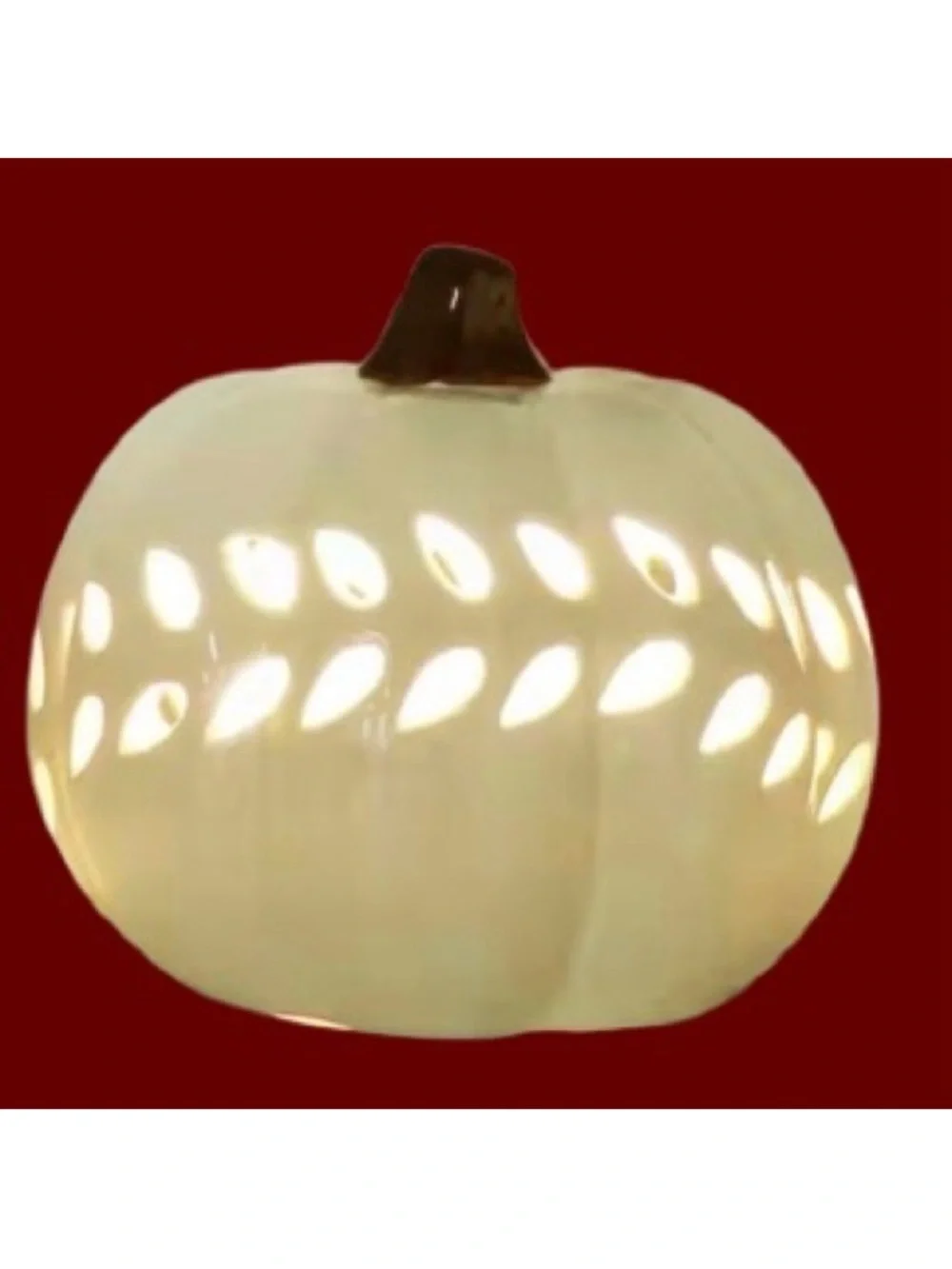 🆕- Set of 2- Ceramic Light-Up Pumpkins with Cut-Out Design.
